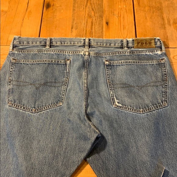 POLO Men’s Ralph Lauren Jeans 40x32 Slim Straight 018 GUC Fraying/Holes See Pic - Picture 11 of 16